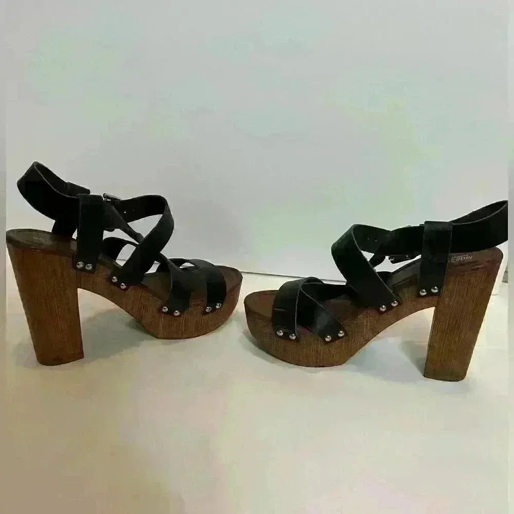Mossimo Supply Caitlin Black Quarter Strap High Heel Sandals Shoes Size 8